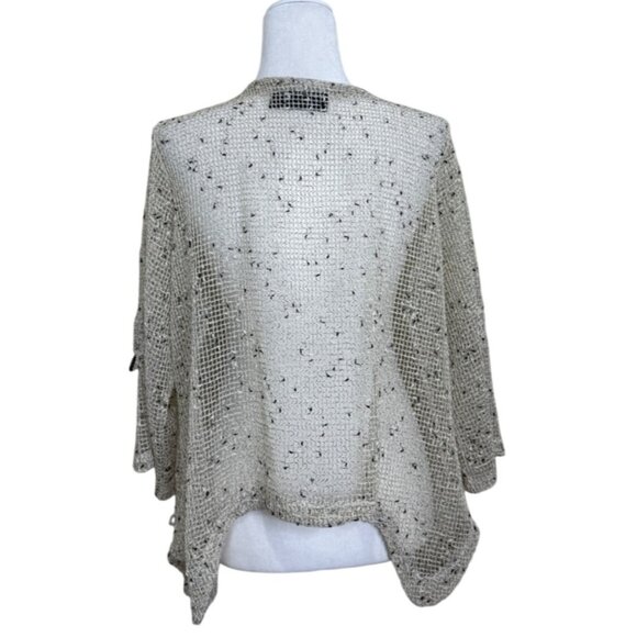 Nina Leonard Open Knit Cardigan Bolero Sweater Button-Front Beige Womens Size XL - Picture 3 of 8